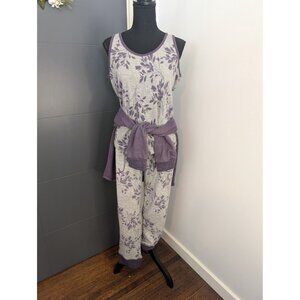 Karen Neuburger Women's 3-Piece Purple Floral Printed Soft Pajama Lounge Set - L